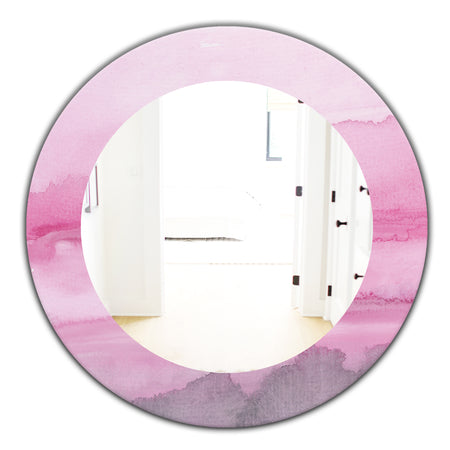 Pink Abstract Watercolor - Shabby Chic Mirror - Frameless Oval or Round Wall Mirror