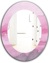 Pink Abstract Watercolor - Shabby Chic Mirror - Frameless Oval or Round Wall Mirror