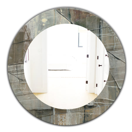 Carbon Loft 'Silver and Beige Abstract Waterpainting - Modern Mirror