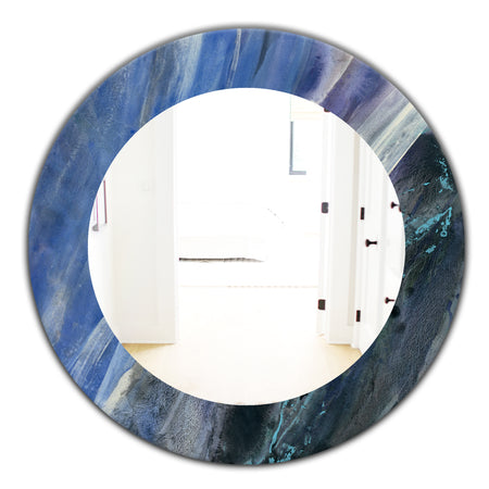 Black and Blue Abstract Water Painting - Modern Mirror - Oval or Round Wall Mirror