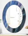 Black and Blue Abstract Water Painting - Modern Mirror - Oval or Round Wall Mirror