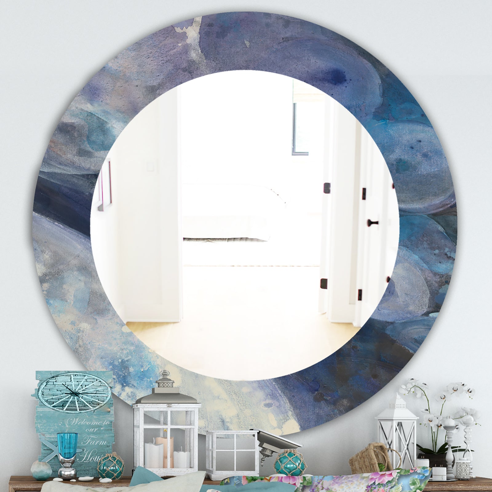 Porch & Den Daniel Indigo Abstract Pattern Mirror