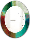 Copper Grove Beilstein Abstract Round Blue and Red Framed Mirror