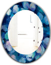 Abstract Blue Flower Petals - Farmhouse Mirror - Frameless Oval or Round Wall Mirror