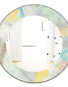 Abstract Compositions Of Pastel Blue and Green - Modern Mirror - Frameless Oval or Round Wall Mirror