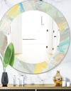 Abstract Compositions Of Pastel Blue and Green - Modern Mirror - Frameless Oval or Round Wall Mirror