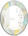 Abstract Compositions Of Pastel Blue and Green - Modern Mirror - Frameless Oval or Round Wall Mirror