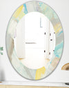 Abstract Compositions Of Pastel Blue and Green - Modern Mirror - Frameless Oval or Round Wall Mirror