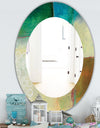 Abstract Impression Of Watercolour Blue and Yellow - Farmhouse Mirror - Oval or Round Wall Mirror