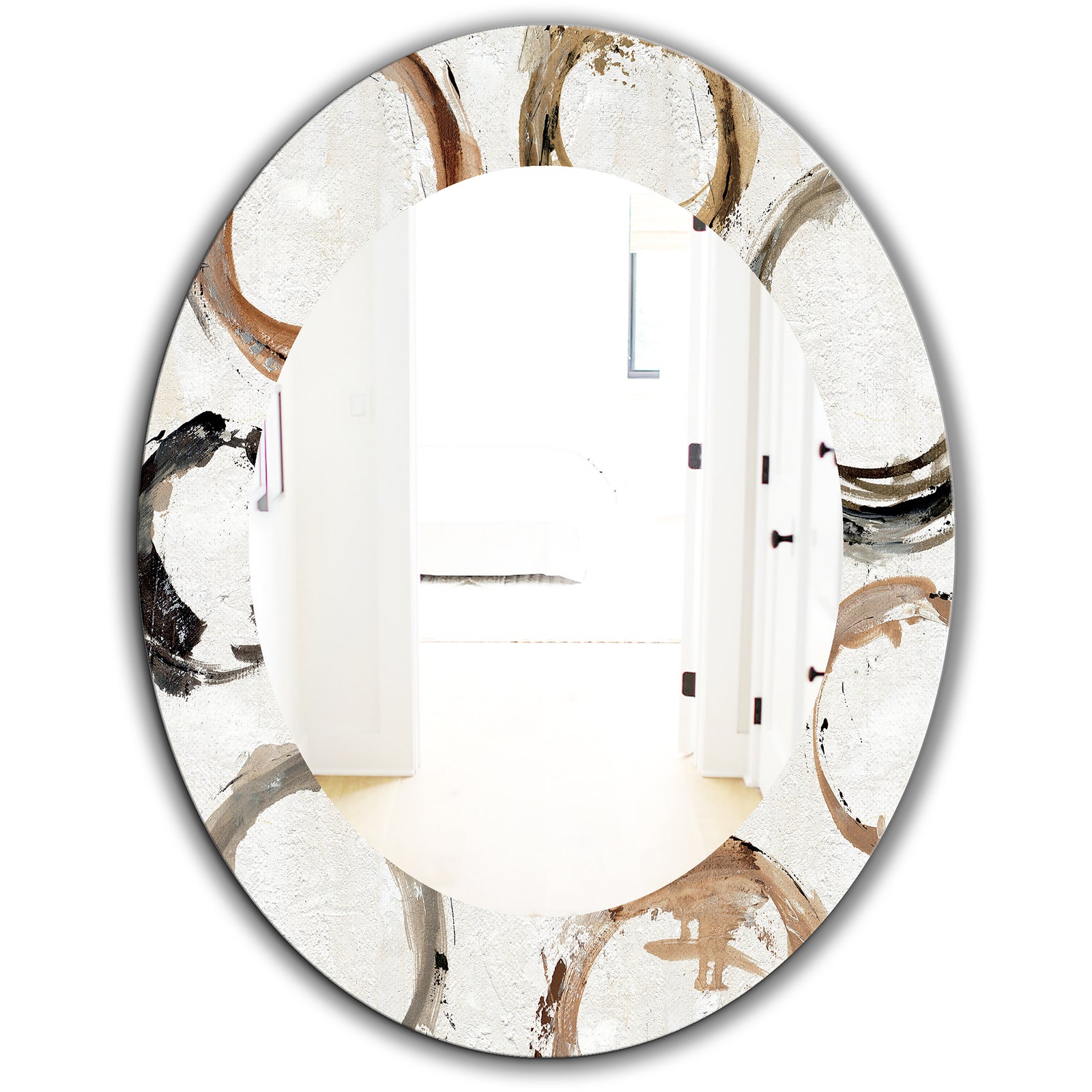 Geometric Circle Natural Balance I - Mid-Century Mirror - Oval or Round Wall Mirror