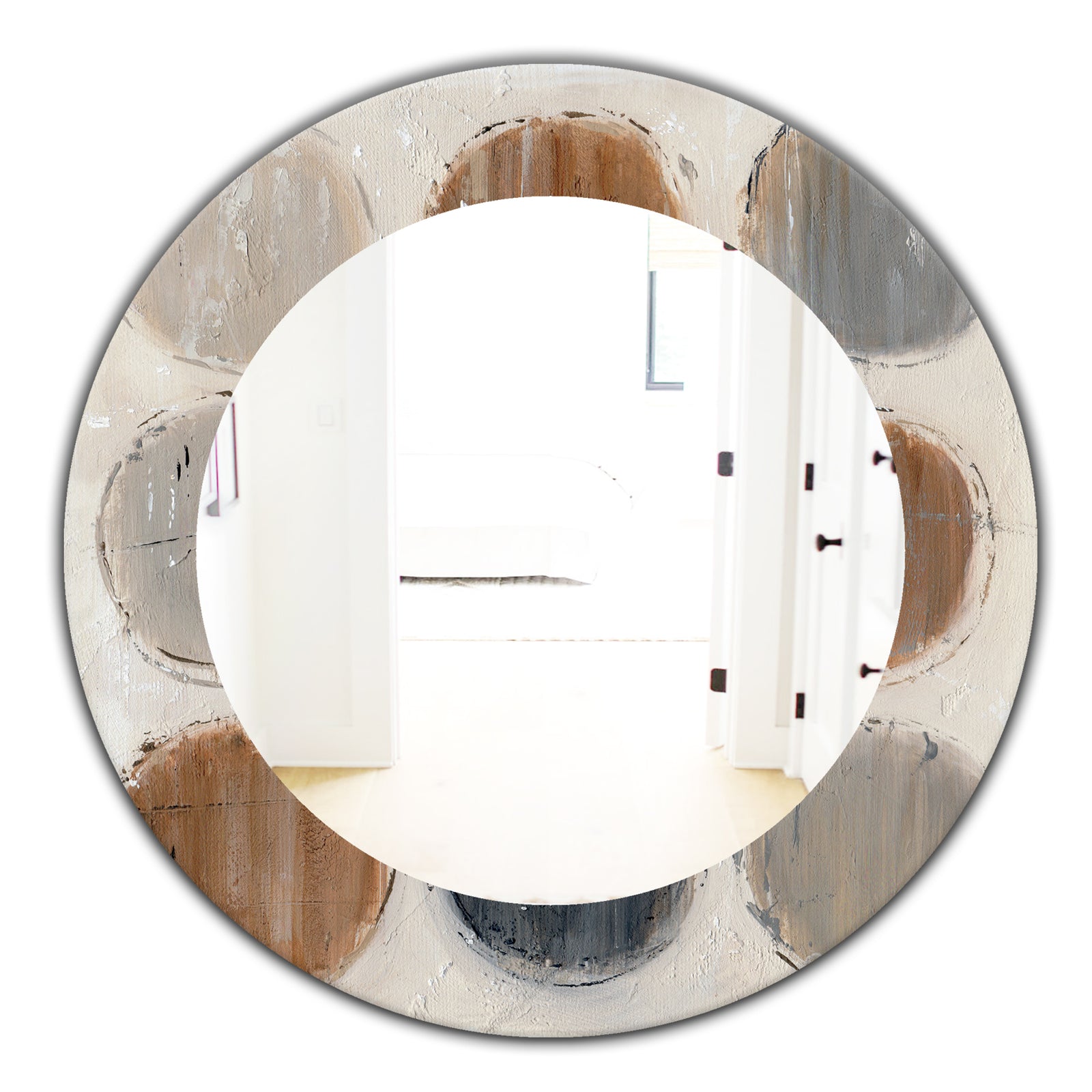 Geometric Circle Natural Balance II - Mid-Century Mirror - Oval or Round Wall Mirror