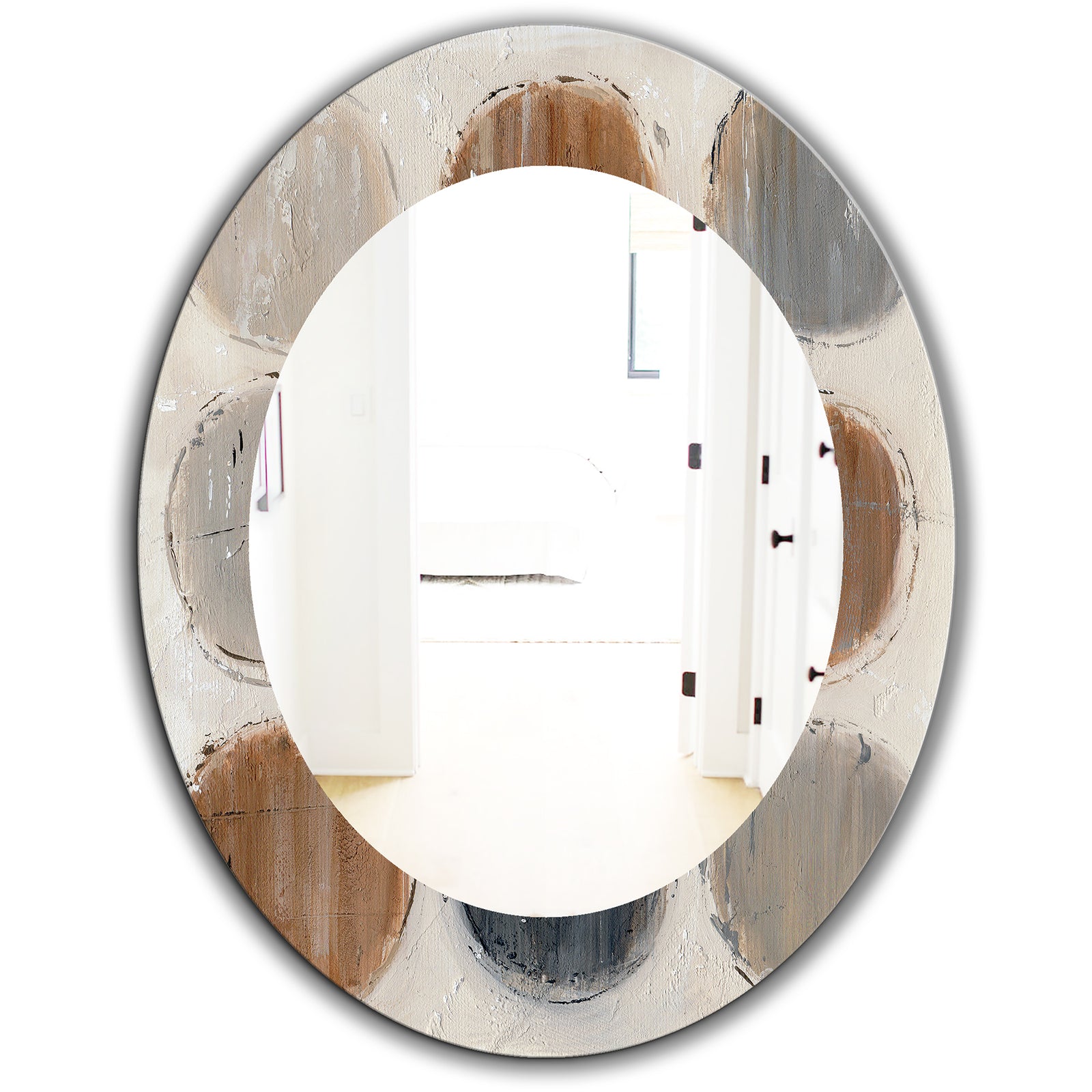 Geometric Circle Natural Balance II - Mid-Century Mirror - Oval or Round Wall Mirror