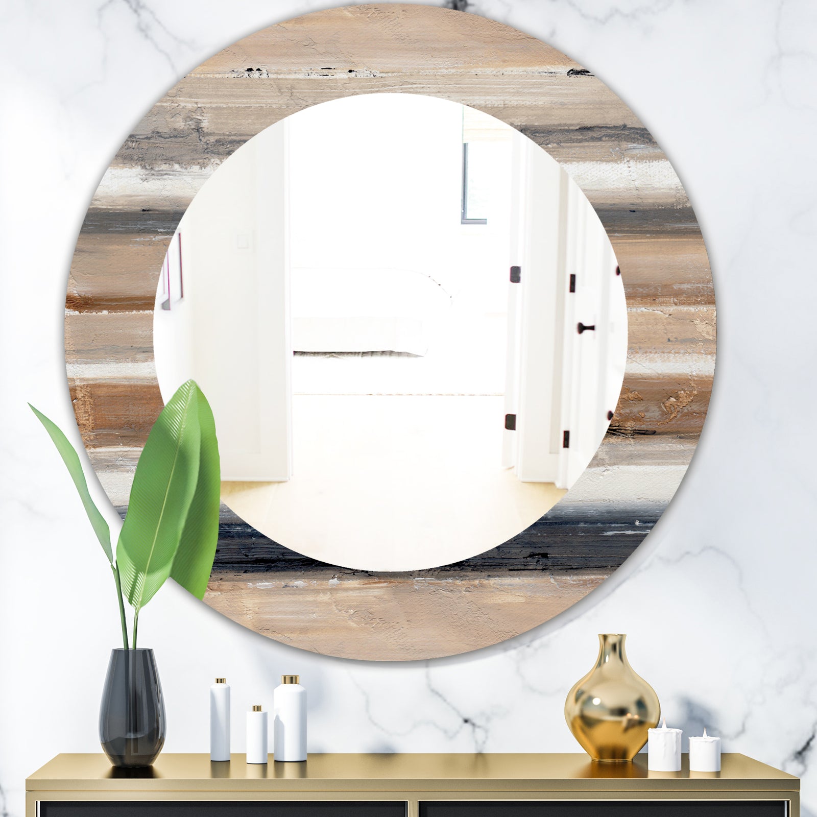 Porch & Den 'Geometric Circle Natural Balance III - Mid-Century Mirror