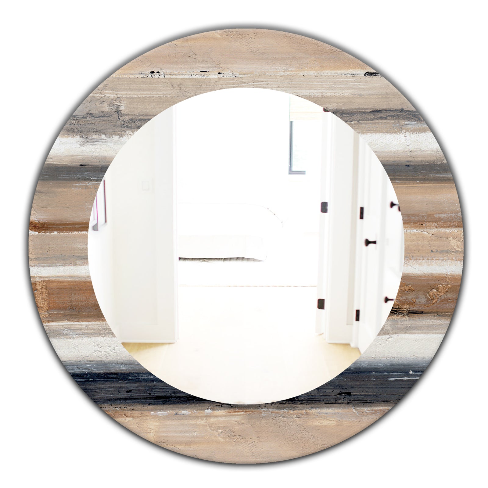 Porch & Den 'Geometric Circle Natural Balance III - Mid-Century Mirror