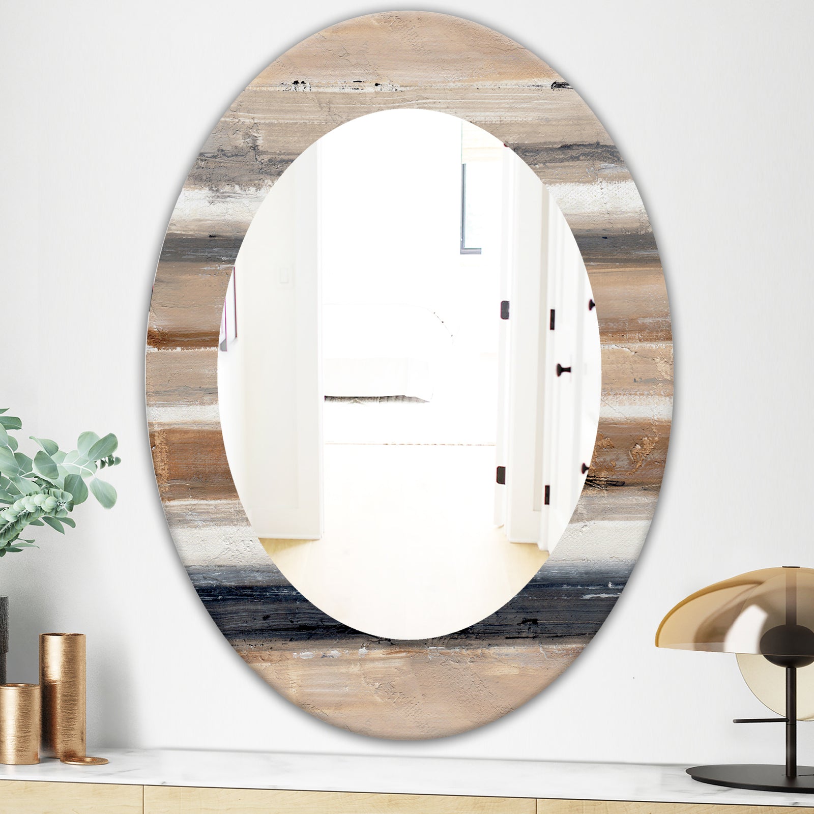 Porch & Den 'Geometric Circle Natural Balance III - Mid-Century Mirror