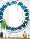 Blue Underwater Lake leaves I - Cottage Round or Oval Wall Mirror - Leaves