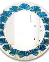 Blue Underwater Lake leaves I - Cottage Round or Oval Wall Mirror - Leaves