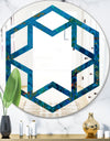 Blue Underwater Lake leaves I - Cottage Round or Oval Wall Mirror - Hexagon Star