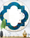 Blue Underwater Lake leaves I - Cottage Round or Oval Wall Mirror - Quatrefoil