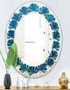 Blue Underwater Lake leaves I - Cottage Round or Oval Wall Mirror - Leaves