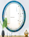 Blue Underwater Lake leaves I - Cottage Round or Oval Wall Mirror - Triple C