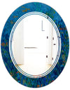 Blue Underwater Lake leaves I - Cottage Round or Oval Wall Mirror - Triple C