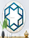 Blue Underwater Lake leaves I - Cottage Round or Oval Wall Mirror - Hexagon Star