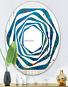 Blue Underwater Lake leaves I - Cottage Round or Oval Wall Mirror - Whirl