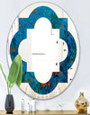 Blue Underwater Lake leaves I - Cottage Round or Oval Wall Mirror - Quatrefoil