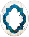 Blue Underwater Lake leaves I - Cottage Round or Oval Wall Mirror - Quatrefoil