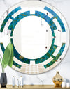 Blue Underwater Lake leaves II - Modern Round or Oval Wall Mirror - Space