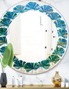 Blue Underwater Lake leaves II - Modern Round or Oval Wall Mirror - Leaves