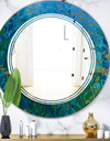 Blue Underwater Lake leaves II - Modern Round or Oval Wall Mirror - Triple C