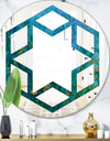 Blue Underwater Lake leaves II - Modern Round or Oval Wall Mirror - Hexagon Star