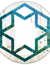 Blue Underwater Lake leaves II - Modern Round or Oval Wall Mirror - Hexagon Star