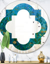 Blue Underwater Lake leaves II - Modern Round or Oval Wall Mirror - Quatrefoil