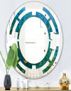 Blue Underwater Lake leaves II - Modern Round or Oval Wall Mirror - Space