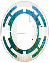 Blue Underwater Lake leaves II - Modern Round or Oval Wall Mirror - Space