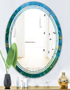 Blue Underwater Lake leaves II - Modern Round or Oval Wall Mirror - Triple C