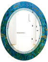 Blue Underwater Lake leaves II - Modern Round or Oval Wall Mirror - Triple C