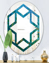 Blue Underwater Lake leaves II - Modern Round or Oval Wall Mirror - Hexagon Star