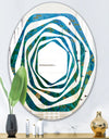 Blue Underwater Lake leaves II - Modern Round or Oval Wall Mirror - Whirl