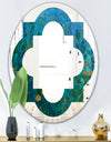 Blue Underwater Lake leaves II - Modern Round or Oval Wall Mirror - Quatrefoil