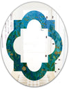 Blue Underwater Lake leaves II - Modern Round or Oval Wall Mirror - Quatrefoil