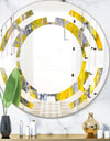 Grey and Yellow Abstract Pattern - Modern Round or Oval Wall Mirror - Space