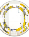 Grey and Yellow Abstract Pattern - Modern Round or Oval Wall Mirror - Space