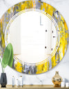 Grey and Yellow Abstract Pattern - Modern Round or Oval Wall Mirror - Triple C