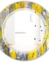 Grey and Yellow Abstract Pattern - Modern Round or Oval Wall Mirror - Triple C
