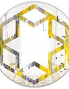 Grey and Yellow Abstract Pattern - Modern Round or Oval Wall Mirror - Hexagon Star