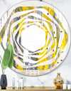 Grey and Yellow Abstract Pattern - Modern Round or Oval Wall Mirror - Whirl